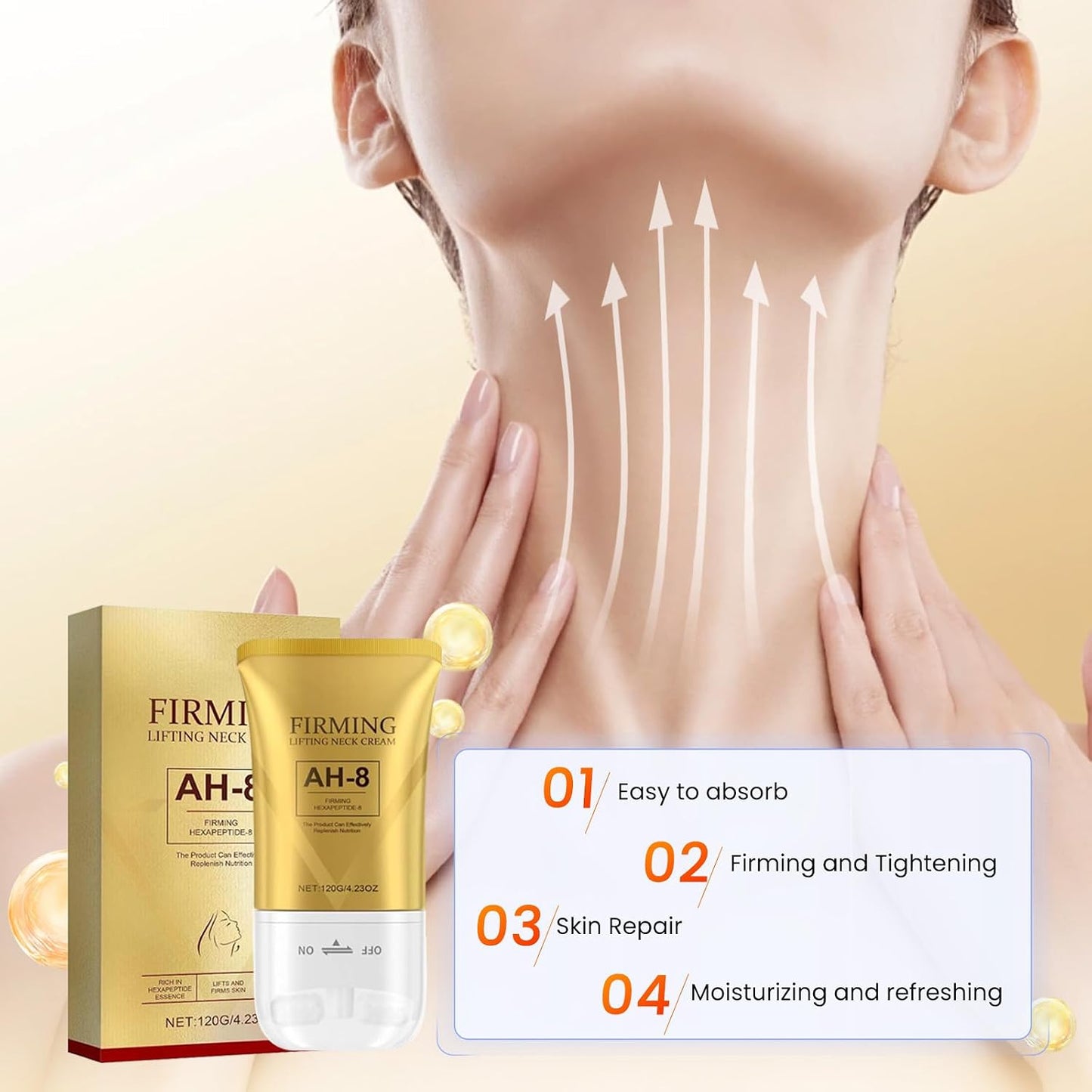 AH-8 Firming Neck Cream, Neck Firming Cream for Crepey Skin Body Care Comfort, Anti-Aging Moisturizer for Neck and Chest, Skin Tightening Lotion, Tighten and Lift Neck Cream