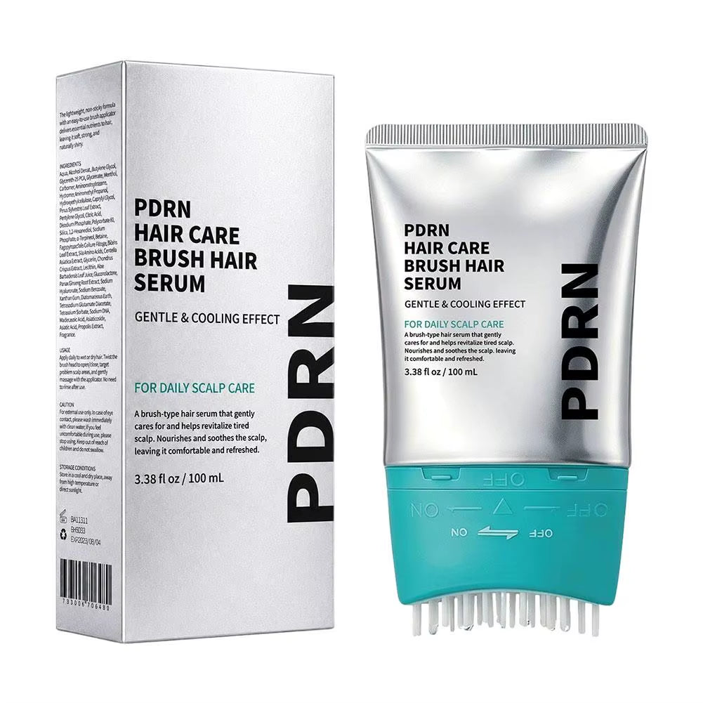 PDRN Brush Hair Serum 100Ml Cooling Nourishing Scalp Care Serum Gentle Soothing Scalp Treatment for Daily Hair Care