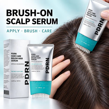 PDRN Brush Hair Serum 100Ml Cooling Nourishing Scalp Care Serum Gentle Soothing Scalp Treatment for Daily Hair Care