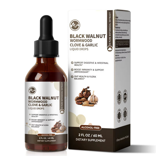 Black Walnut Wormwood Liquid Drops 10 Pure Botanical Extract – Digestive Health & Gut Balance Support with Clove & Garlic