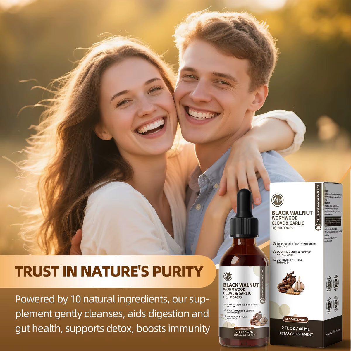 Black Walnut Wormwood Liquid Drops 10 Pure Botanical Extract – Digestive Health & Gut Balance Support with Clove & Garlic