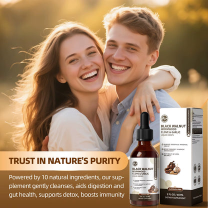Black Walnut Wormwood Liquid Drops 10 Pure Botanical Extract – Digestive Health & Gut Balance Support with Clove & Garlic