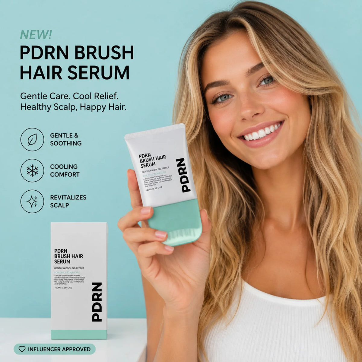 PDRN Hair Serum Cooling Brush Strengthen Hair Root anti Hair Tired Scalp Nourishing Treatment for Scalp Massage Care Serum