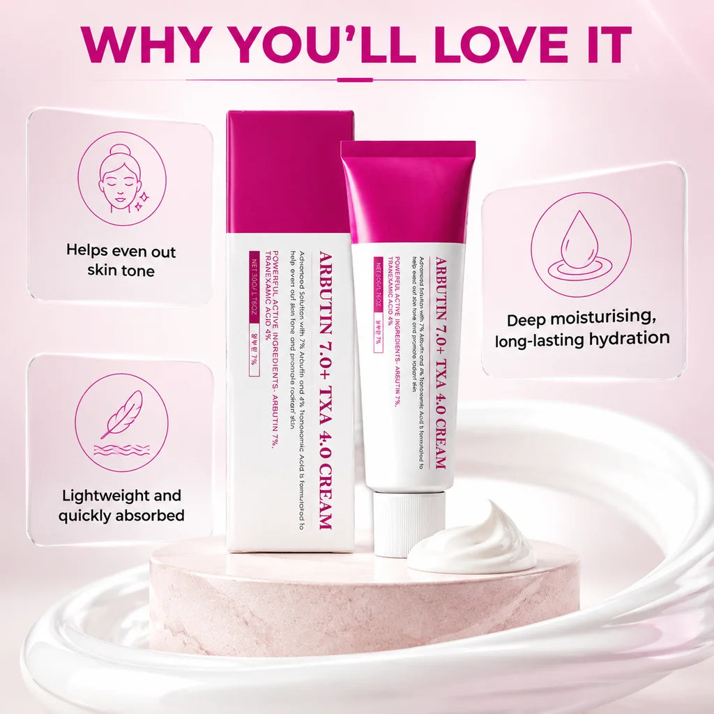 Arbutin TXA Face Cream Moisturizer Evens Skin Tone Deep Moisturizing Lightweight Hydrating for Women Men All Skin Types Daily Ca