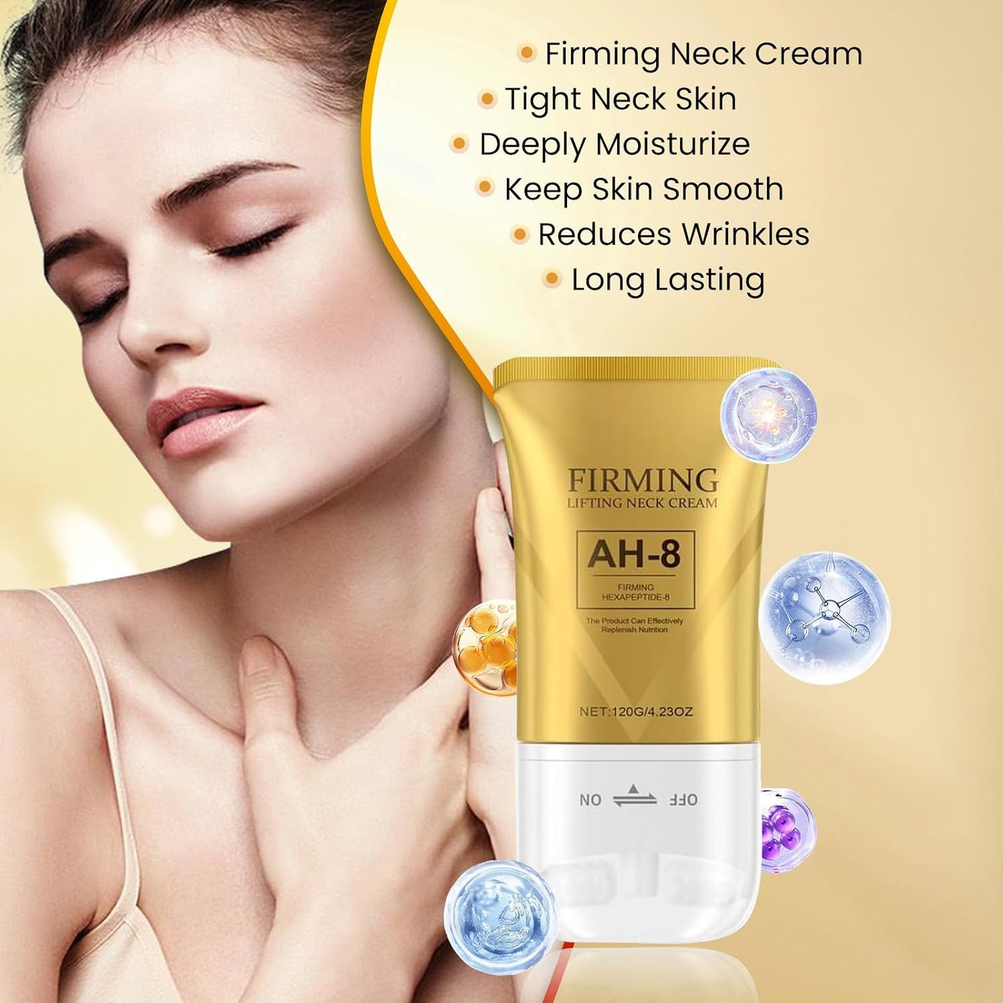 AH-8 Firming Neck Cream, Neck Firming Cream for Crepey Skin Body Care Comfort, Anti-Aging Moisturizer for Neck and Chest, Skin Tightening Lotion, Tighten and Lift Neck Cream