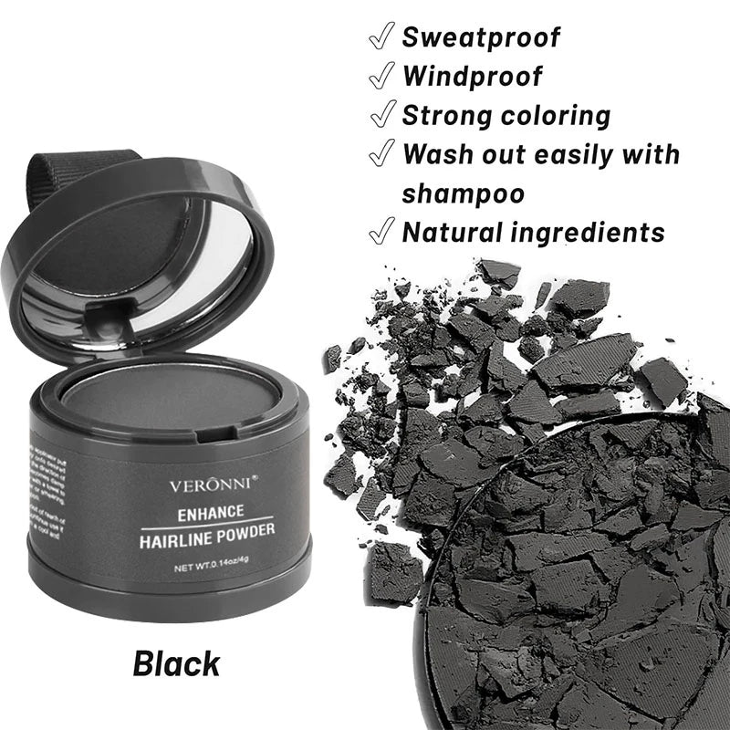 Fluffy Hairline Powder Concealer Temporary Hair Fibers Black Hair Root Cover up Gray Coverage Hairline Shadow Powder Instantly