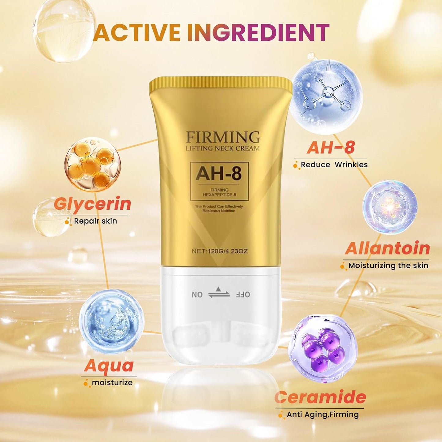 AH-8 Firming Neck Cream, Neck Firming Cream for Crepey Skin Body Care Comfort, Anti-Aging Moisturizer for Neck and Chest, Skin Tightening Lotion, Tighten and Lift Neck Cream
